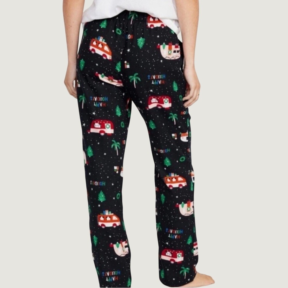 Old Navy Womens Holiday Camper Pajama Pants Black Flannel Christmas Lounge Small - Picture 2 of 8